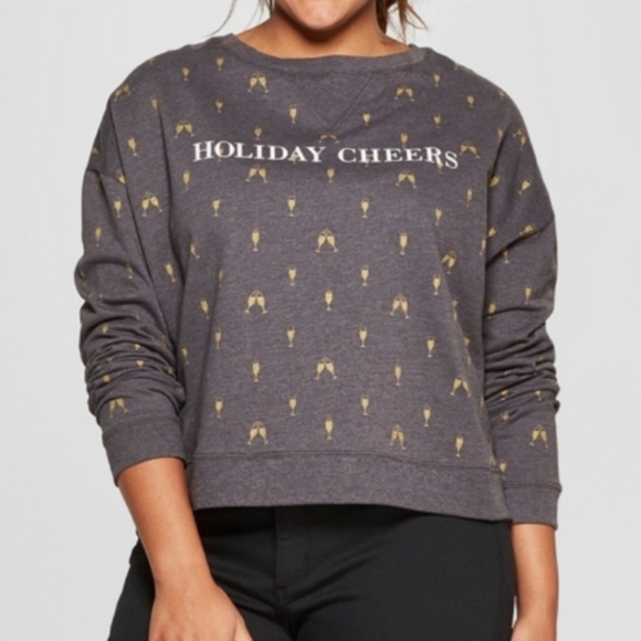 Fifth Sun Holiday Cheers Champagne Sweatshirt Gray L - Picture 8 of 8